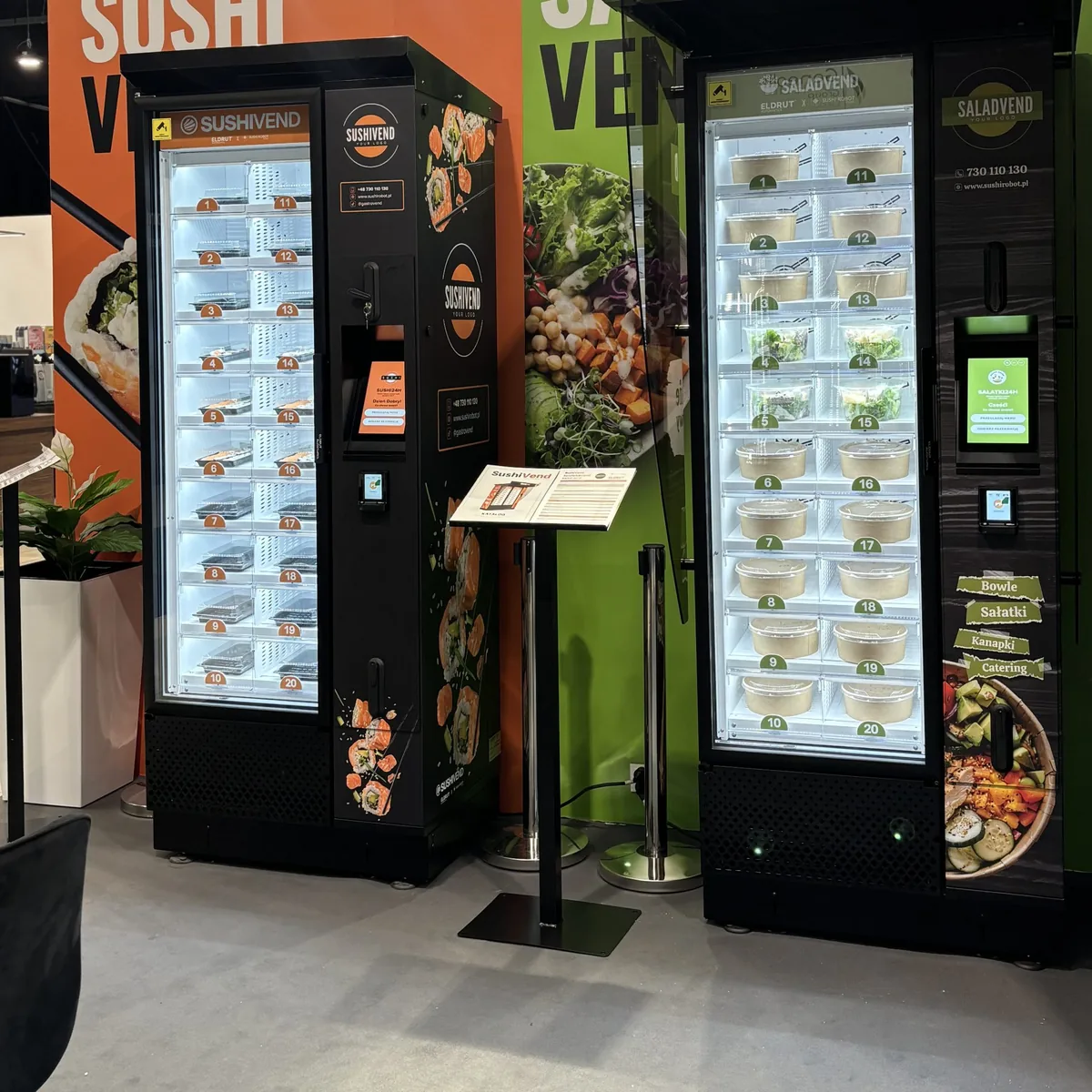 Sušių automatas SushiVend ir salotų automatas SaladVend – veikiantys maisto pardavimo automatai